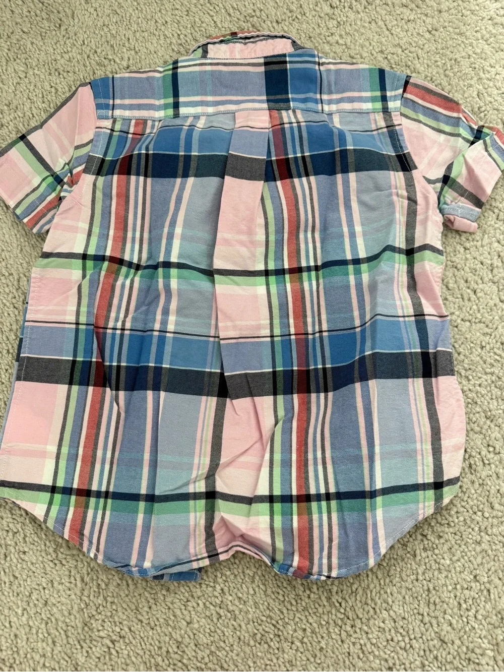 Ralph Lauren Pastel Plaid Short Sleeve Boys Button-Down Shirt